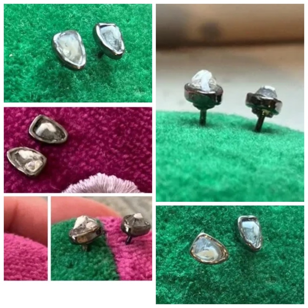 • OOAK Geode Earrings 3D Textured Stone Translucent White